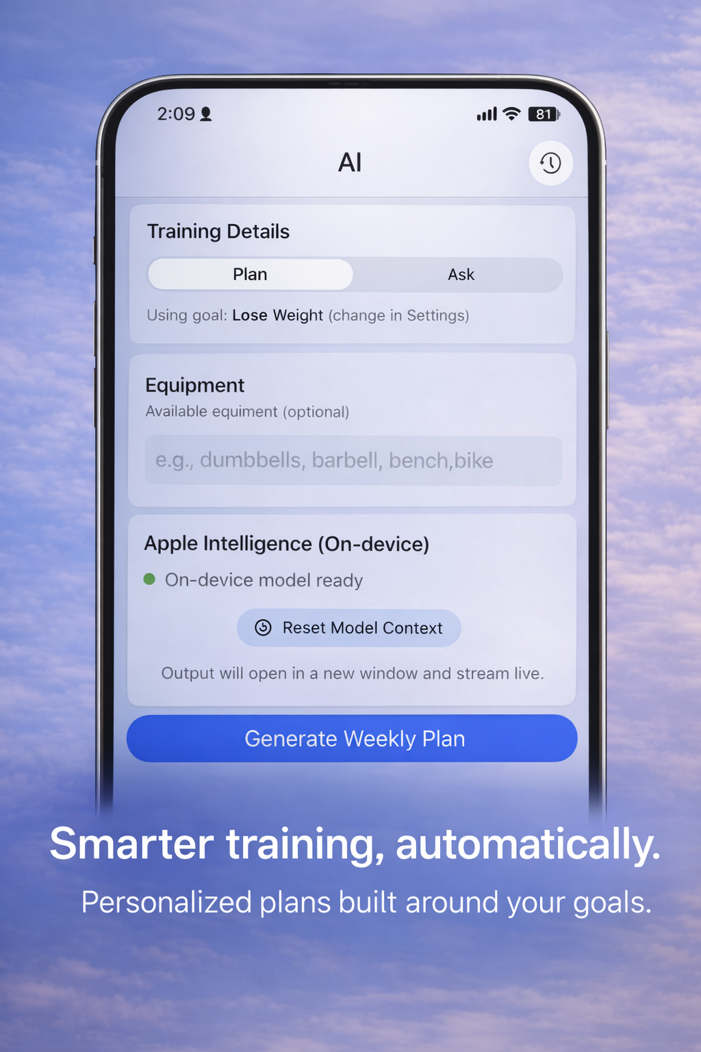 AI-powered training plans built around your goals